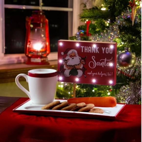 - Mr. Christmas LED Ceramic Milk and Cookies Serving Set - 3 Piece Set